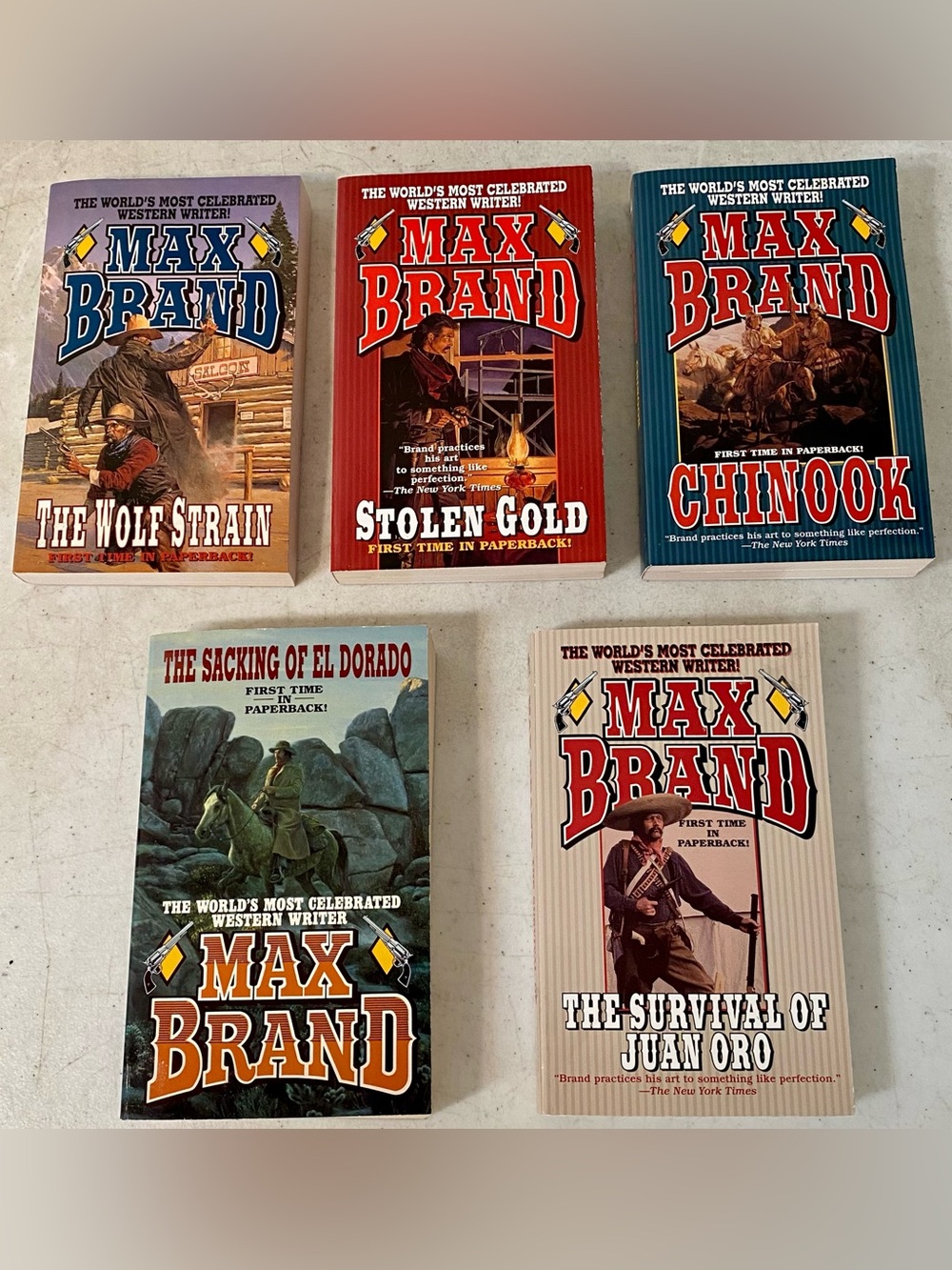 Max Brand Book Lot of 5 Vintage Western Paperback Classics Leisure Books Cowboy